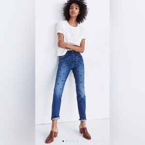 MADEWELL - The High Rise Slim Boyjean: Beaded Edition Floral Embroidery Size 25